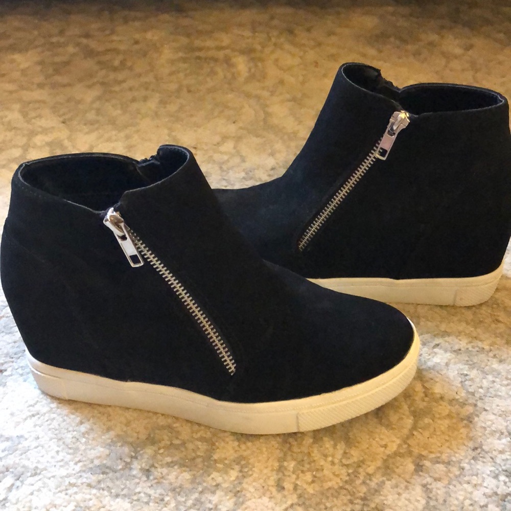 Black Wedge Sneakers